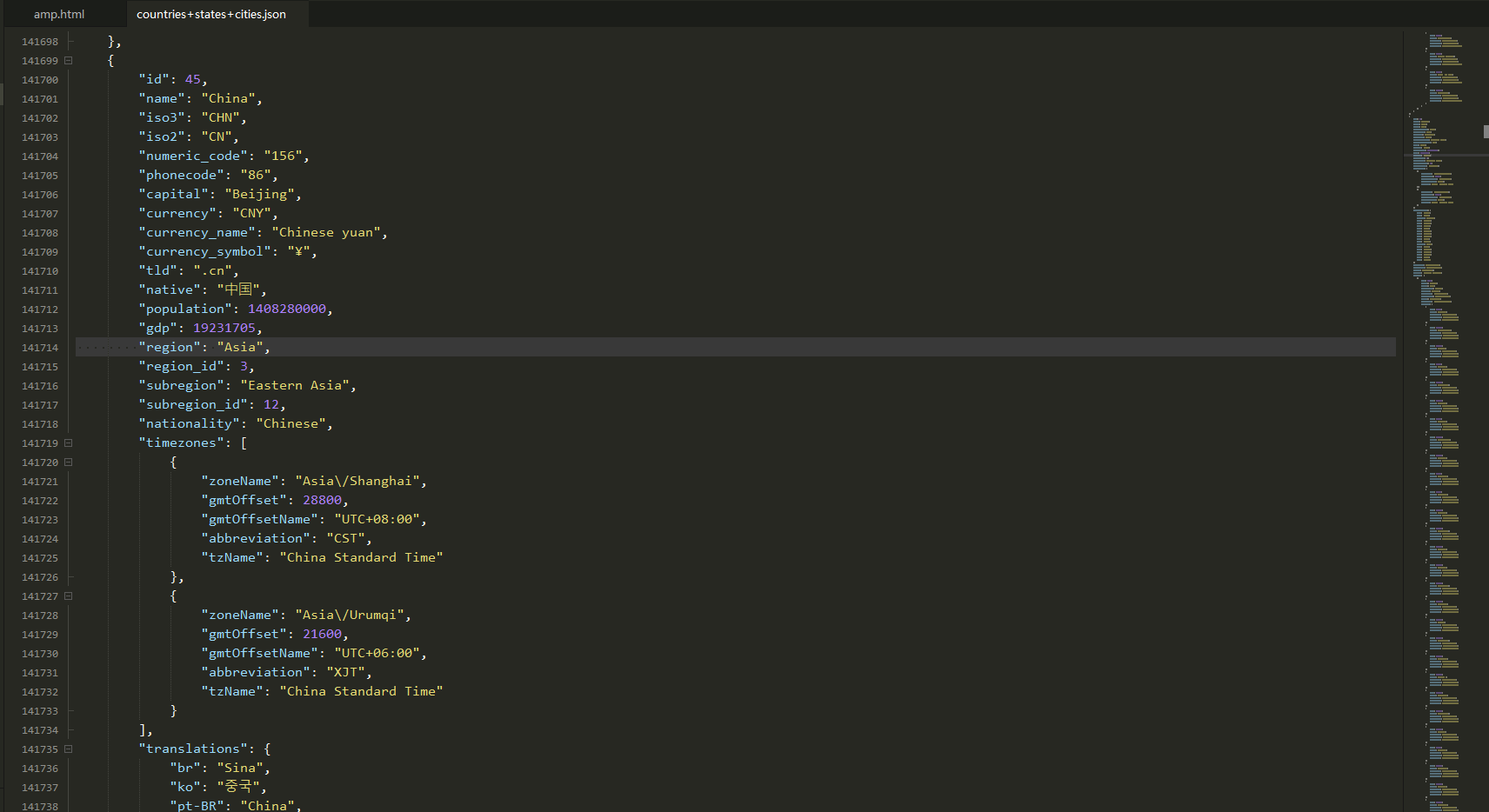 全球国家、州、城市数据 JSON